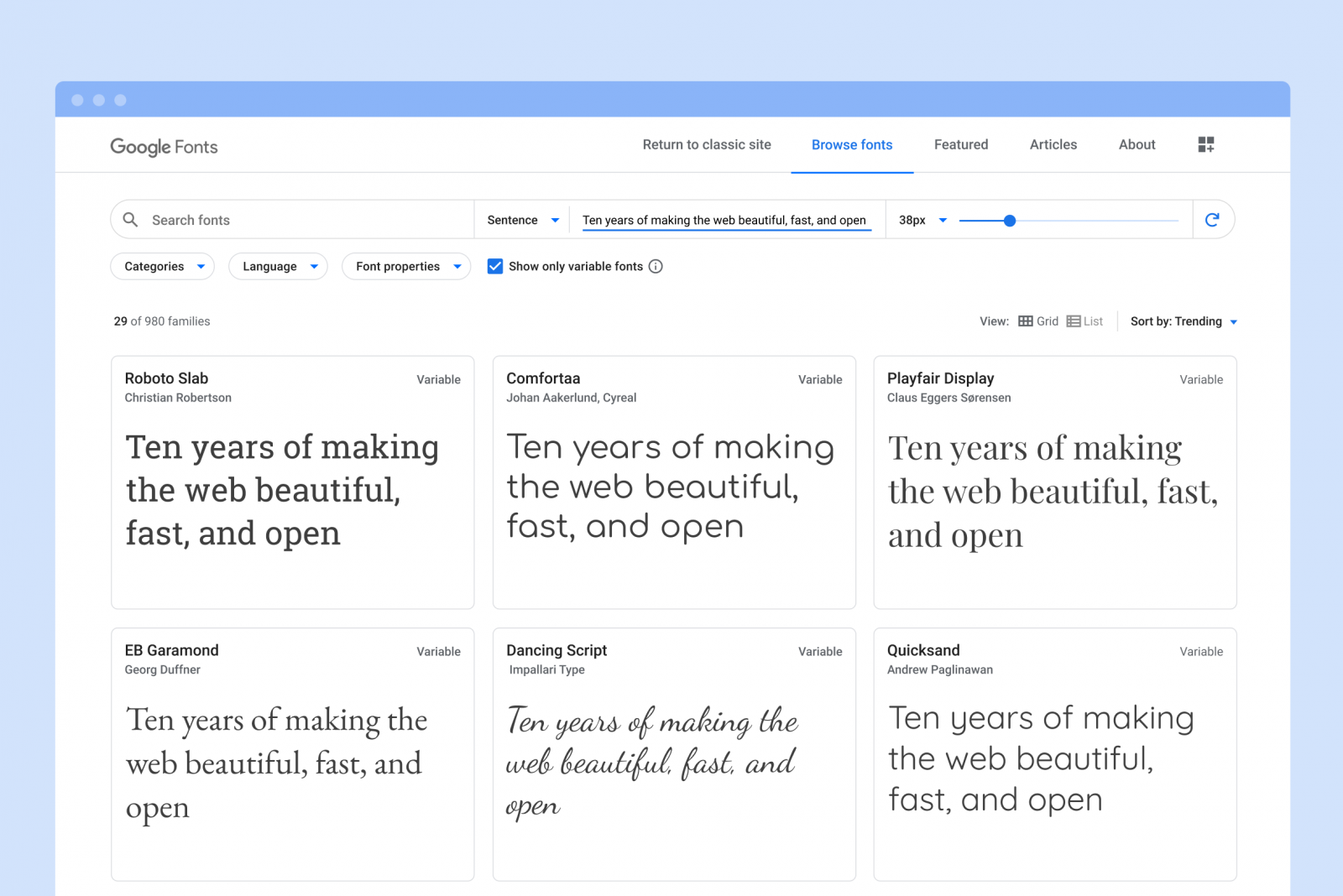 More information about "Google Fonts gets a facelift and new features"